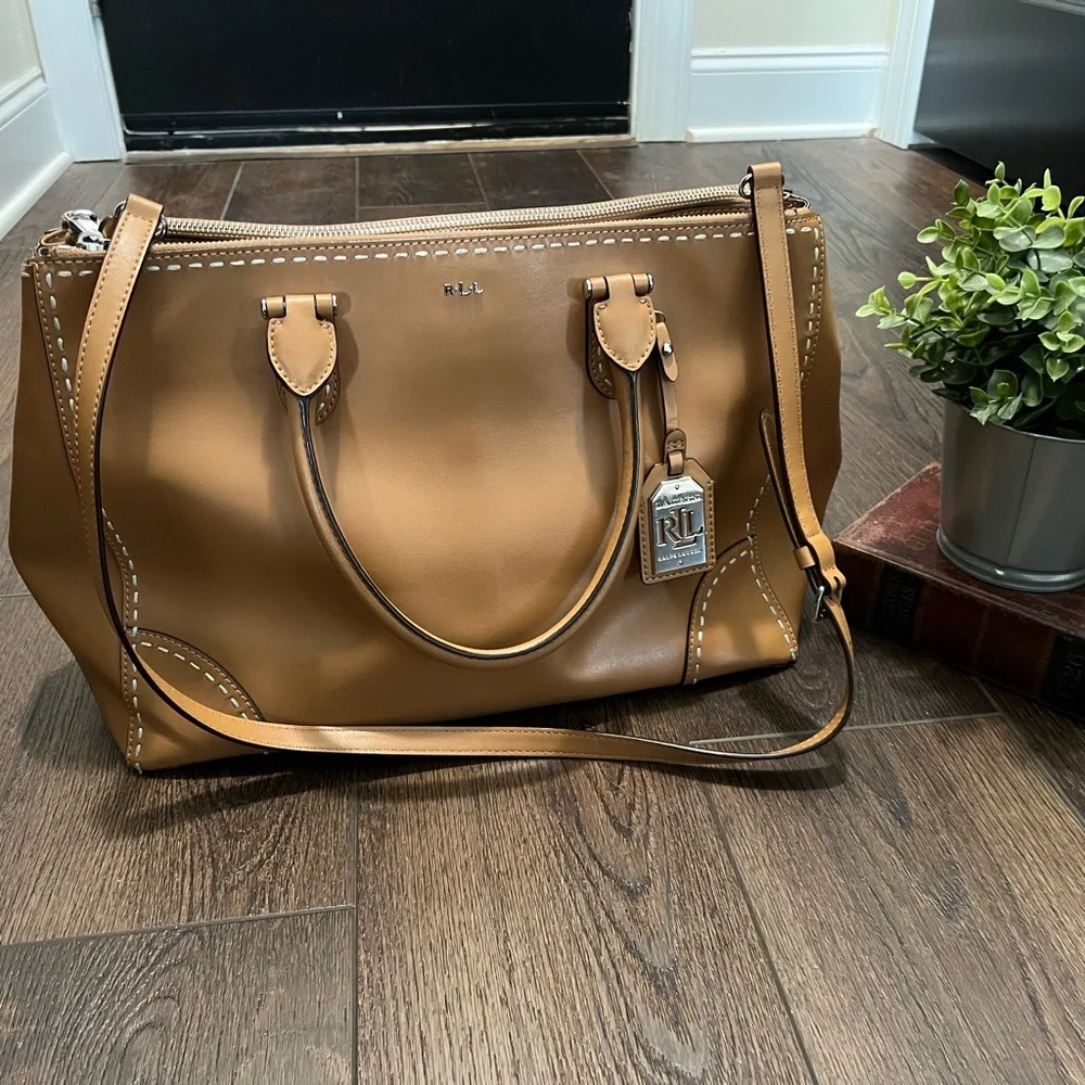 Ralph Lauren Tan Leather Tote Bag Women’s - Picture 1 of 10
